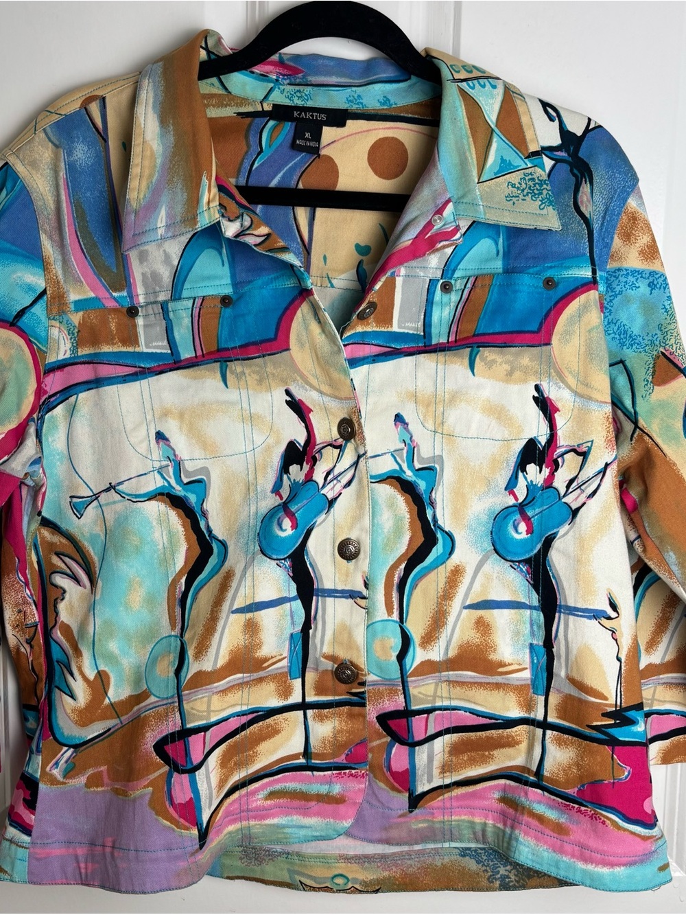 Kaktus Jazz Music Abstract Wearable Art Jacket Multicolor XL